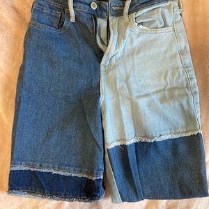 Hollister ultra high-rise medium wash patchwork jeans